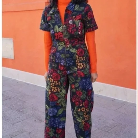 Lucy & Yak Ragan Organic Cotton Cropped Jumpsuit in Maria Print - Picture 2 of 12